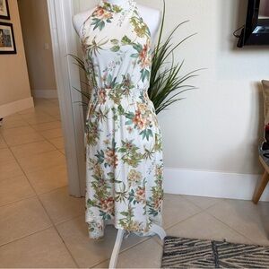 Women’s high neck Tie sleeveless floral high low dress Size Large L